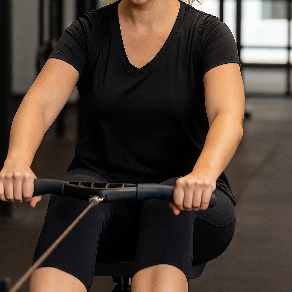 N.Y.L. Sport Activewear Black V-Neck Women's Tee XL Basic Minimalist Neutral Gym